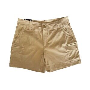 NWT Eddie Bauer Ladies Stretch Khaki Cargo Pocket Shorts 5” Inseam Size 4